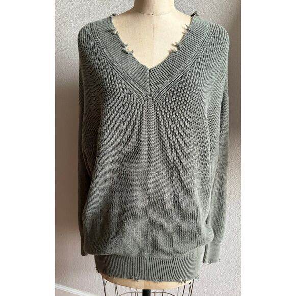 Young Fabulous‎ & Broke Long Green Cotton Sweater S/M EUC - Picture 1 of 6